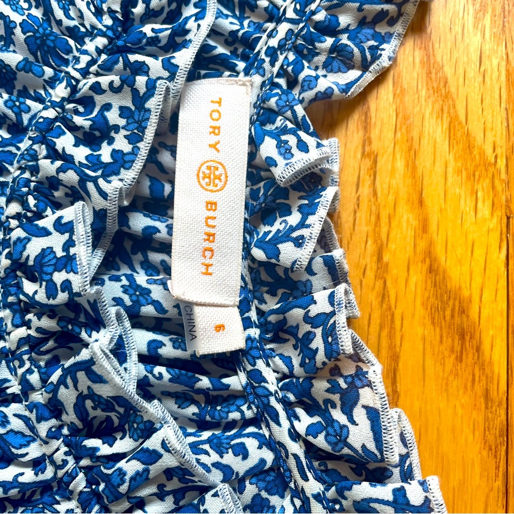 Maxi Tory Burch blue and white belted dress